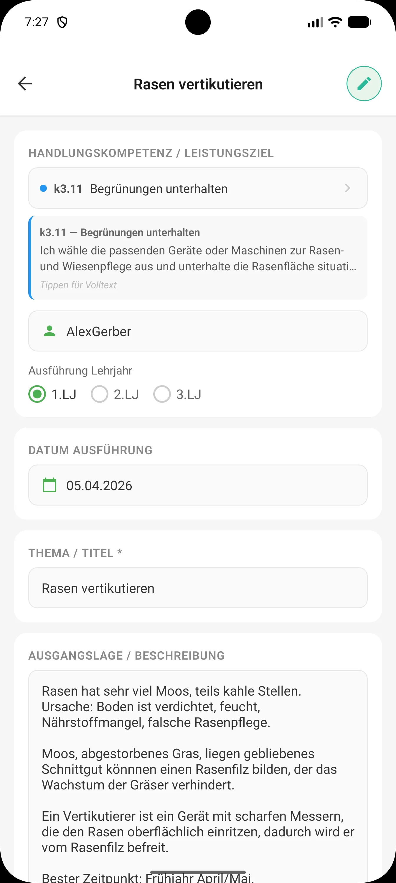 AndyGreen Quiz Screenshot
